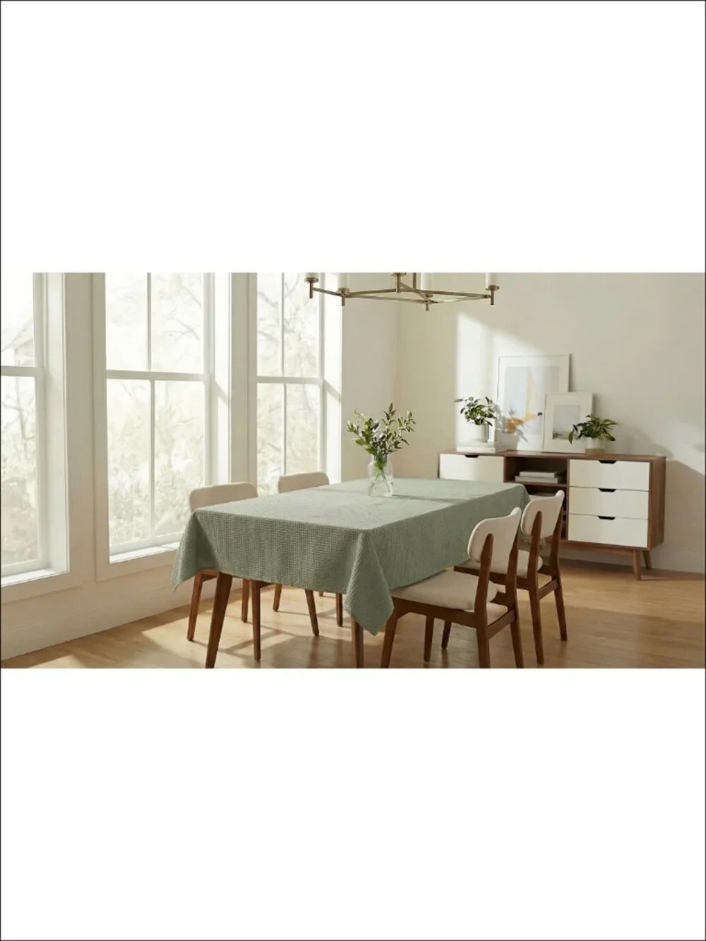 Waffle Textured Waterproof Stain Resistant Washable Polyester Tablecloth 60x84